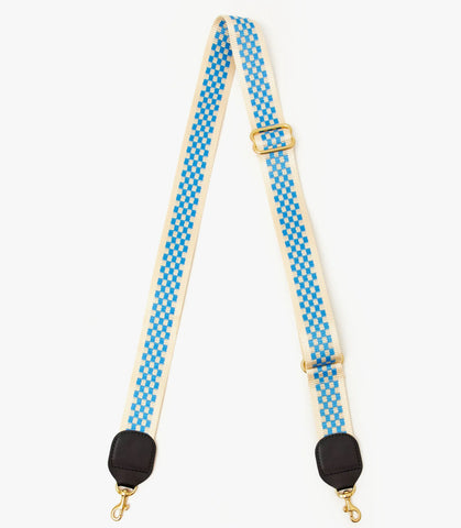Clare V blue and cream checkered strap
