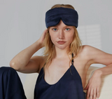 lunya navy silk sleep mask at maeree