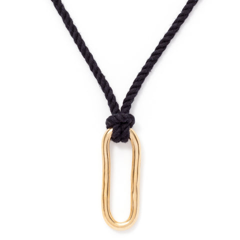 pico oval brass necklace black cord maeree