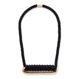 pico wide oval brass necklace black cord maeree