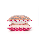 Indian screenprinted pillows with pom poms from Safomasi at maeree