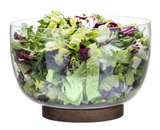 sagaform glass salad bowl with oak trivet at maeree