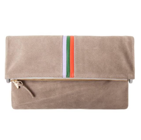 clare v gray suede stripe foldover clutch at maeree