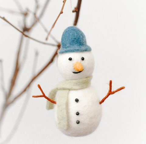 handmade felt snowman ornament from creative women at maeree