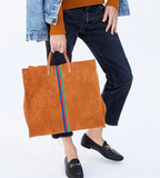 clare v camel suede simple tote at maeree