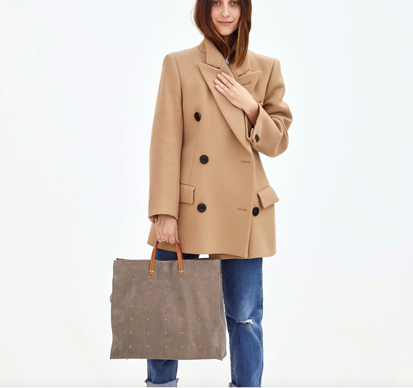 Tote Clare V Camel in Suede - 31688322