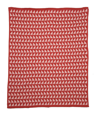 in2green recycled cotton throw blanket fin triangle design red pink at maeree