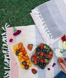 bloom & give cotton striped picnic blanket at maeree