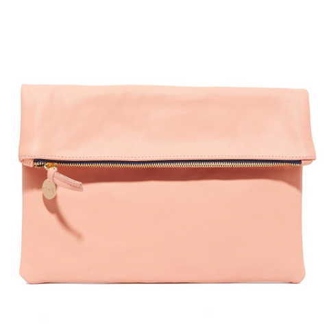 clare v maison foldover clutch blush leather