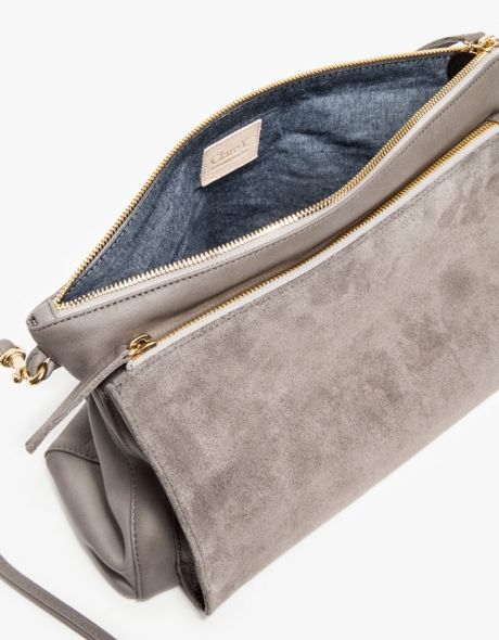 Clare Vivier Clare V Gosee Washed Leather And Suede Shoulder Bag