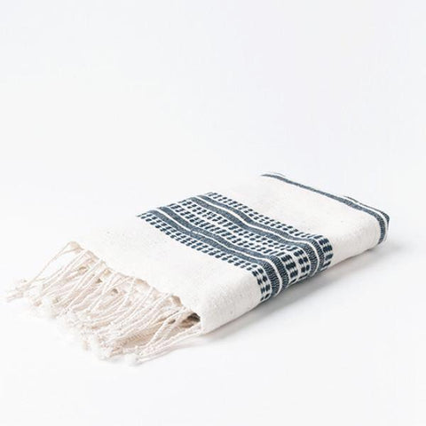 creative women natural and navy organic cotton towel at maeree