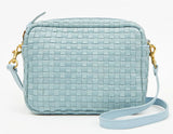 Clare V sky blue woven checker midi sac at maeree