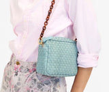 Clare V sky blue woven checker midi sac at maeree