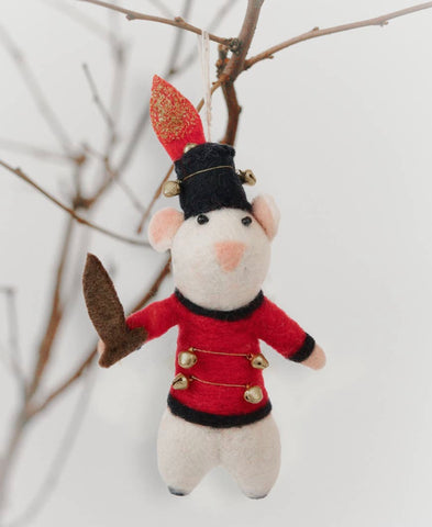 Felt mouse soldier ornament 