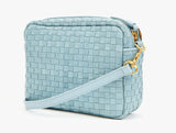 Clare V sky blue woven checker midi sac at maeree