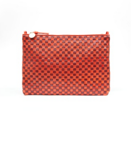 Poppy & Bordeaux Woven Flat Clutch