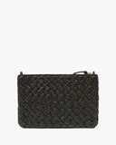 clare v black puffy woven leather flat clutch at maeree