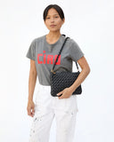 clare v black puffy woven leather flat clutch at maeree