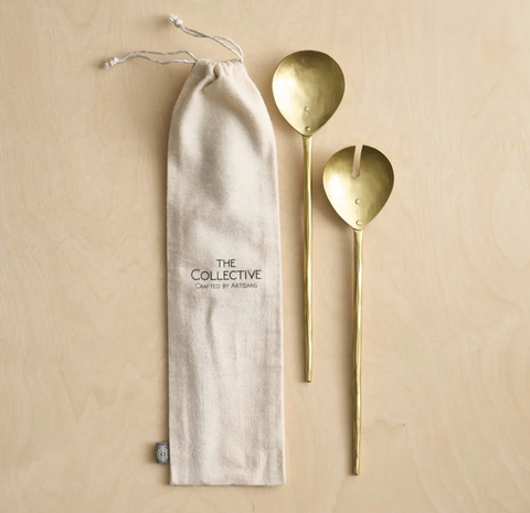 the collective forged brass salad servers at maeree