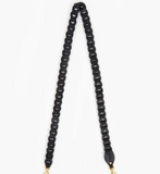 clare v black leather link crossbody strap at maeree