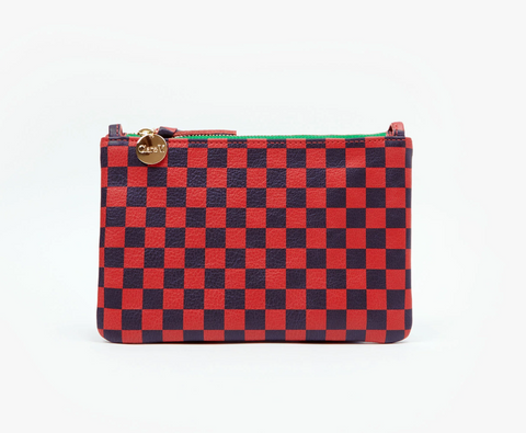 Red Navy Checker Wallet Clutch maeree