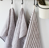 brown striped linen kitchen towel at maeree