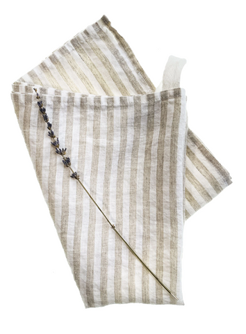 natural wide stripe linen kitchen towel at maeree