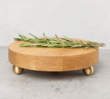 oak and brass cutting board bread board charcuterie tray at maeree