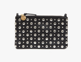 clare v black wallet clutch with silver studs at maeree