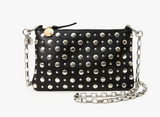 clare v black wallet clutch with silver studs at maeree
