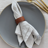 natural and ecru striped linen napkins at maeree