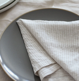 natural and ecru striped linen napkins at maeree