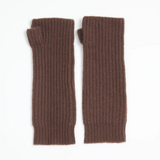 studio cashmere brown ribbed fingerless cashmere gloves