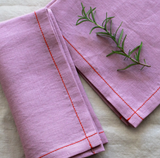 plum purple red stitch linen napkins at maeree
