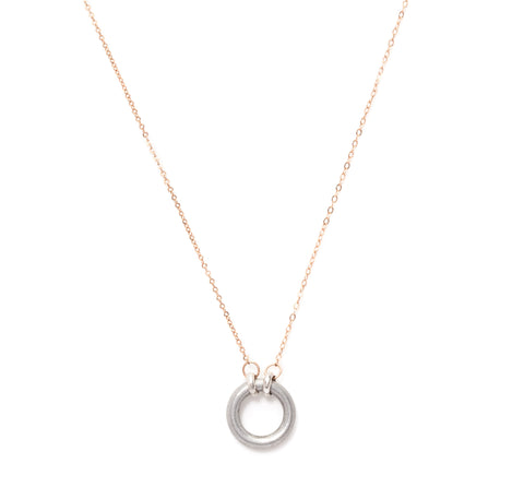 peacebomb and rose gold circle necklace