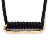 wide oval brass necklace black cord at maeree