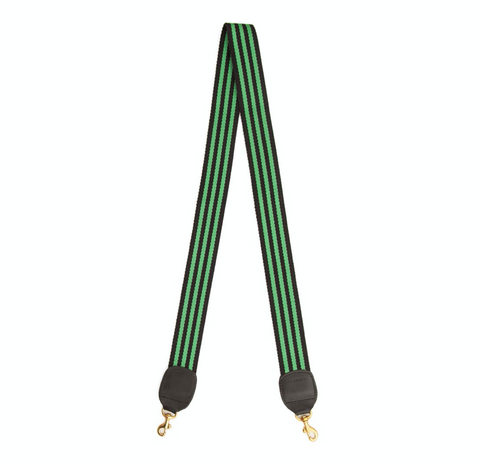 clare v parrot green and black stripe crossbody strap