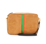 clare v marisol camel suede crossbody with desert stripes