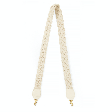 clare v cream braided crossbody strap at maeree