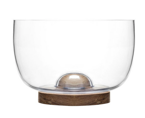 sagaform glass salad bowl with oak trivet at maeree