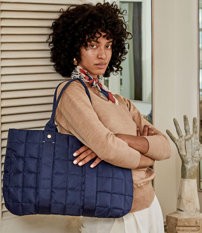 Navy quilted online bag