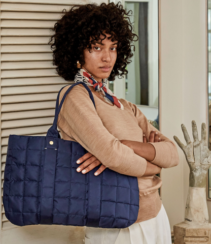 quilted puffer tote bag