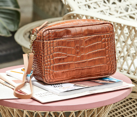 Clare V. Marisol Woven Leather Crossbody Bag in Red