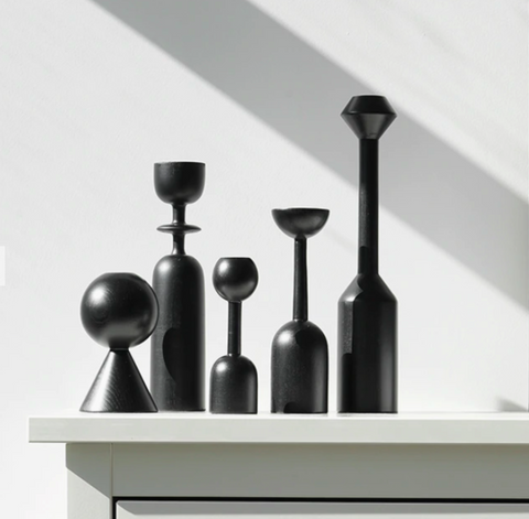 beTWENTYS black wood candleholders at maeree