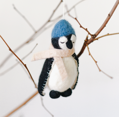 handmade felt penguin ornament from creative women at maeree