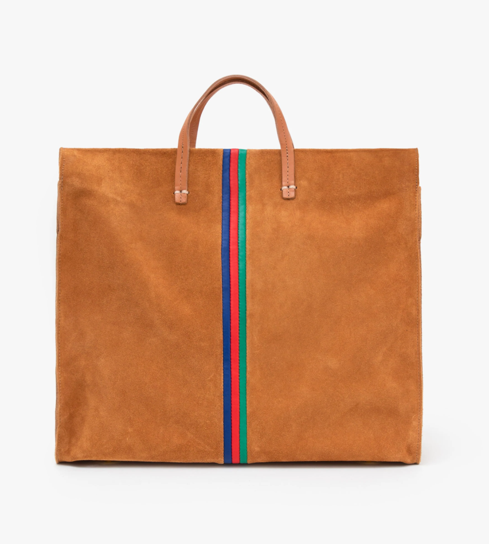 Clare V. - Simple Tote in Chestnut Suede w/ Canary, Pale Pink