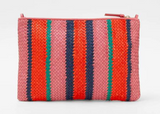 clare v petal pink stripe woven flat clutch at maeree