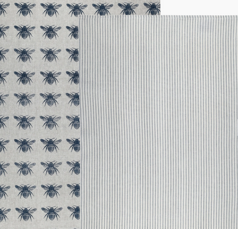raine and humble recycled cotton bee and stripe navy tea towels at maeree
