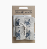 raine and humble recycled cotton bee and stripe navy tea towels at maeree