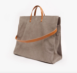 clare v gray suede simple tote with gray studs at maeree